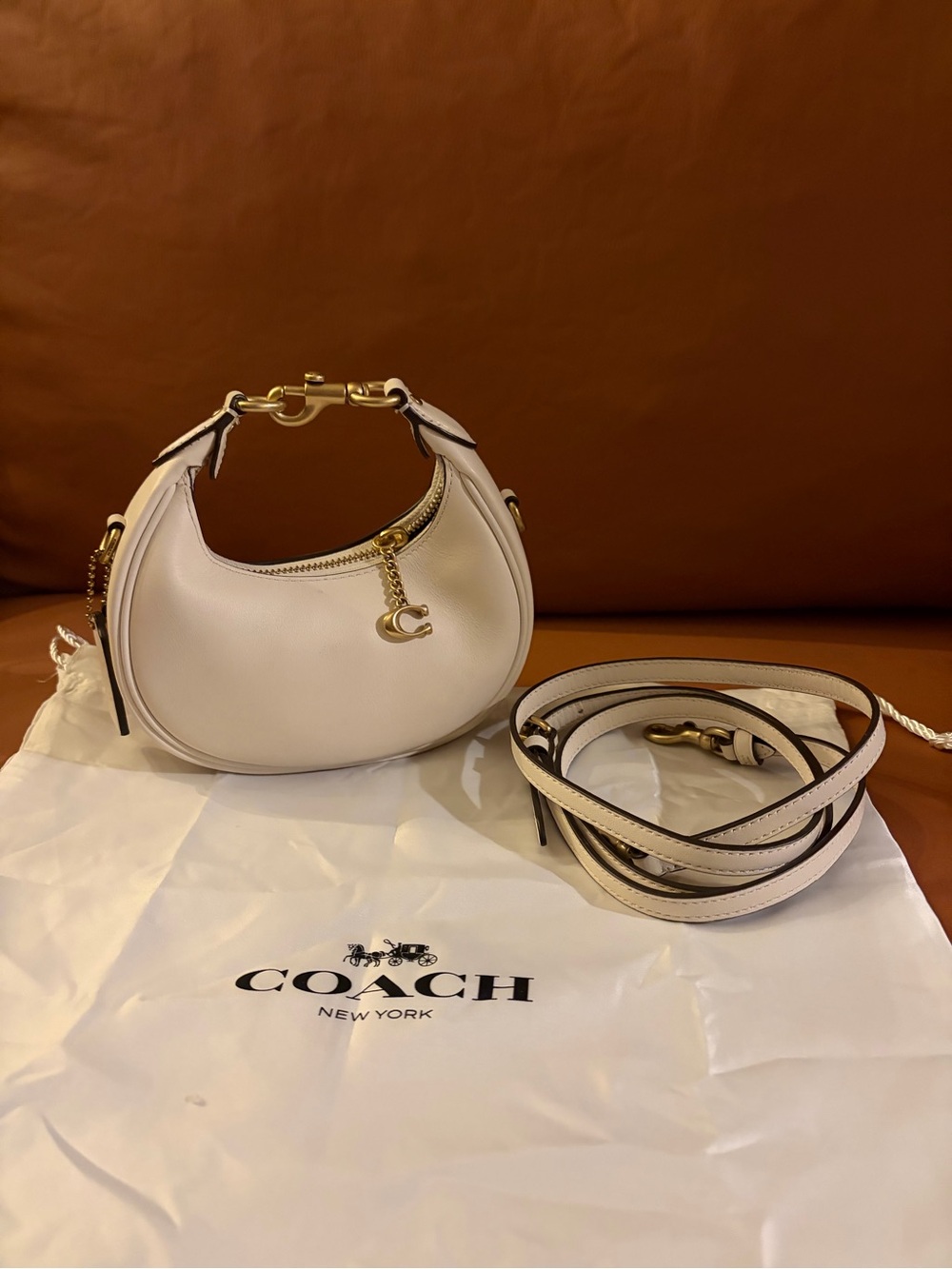 Coach Mini Hobo Bag in Chalk White with Gold Hardware